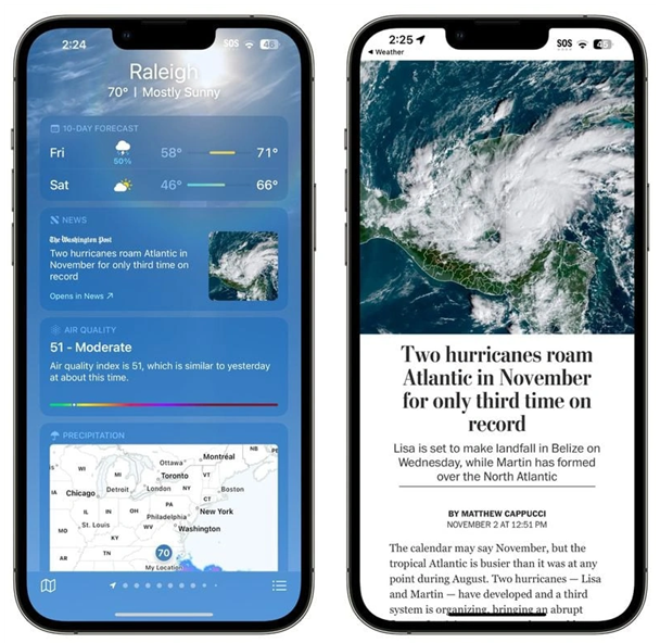 安宁苹果14维修分享iPhone 14手机如何看天气时顺带看新闻 